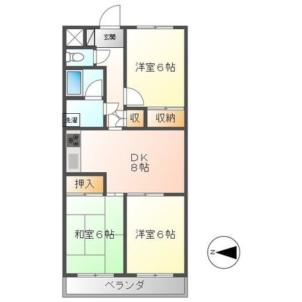 グランディールYOKOYAMA　Ⅱ 間取り