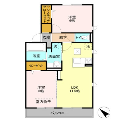 アトレＢ 人気のカウンターキッチン２ＬＤＫ。ネット無料。オール電化。連帯保証人も保証会社も不要です。